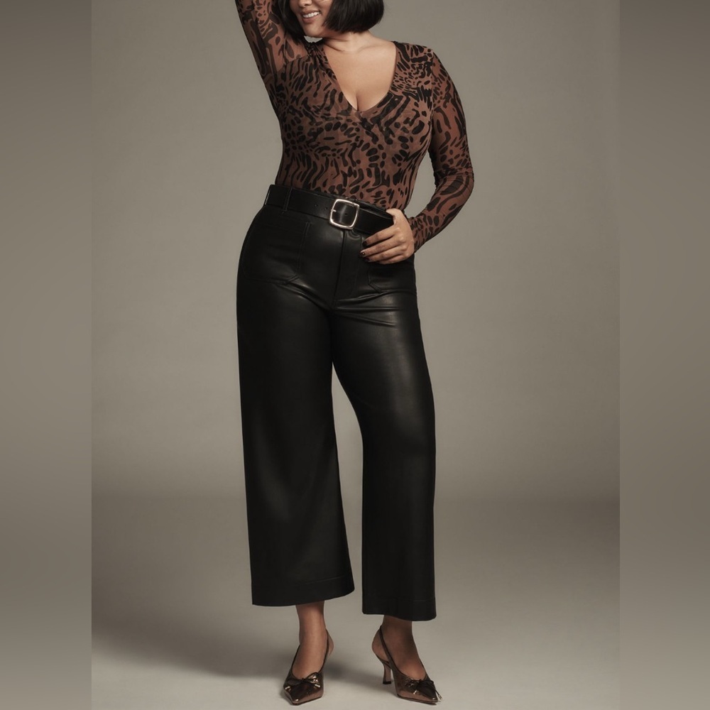 Anthropologie Maeve The Colette Black Faux Leather Trousers